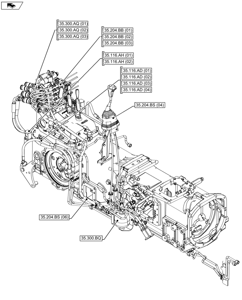 Схема запчастей Case IH FARMALL 115U - (00.000.35[04]) - PICTORIAL INDEX - HYDRAULIC SYSTEMS (00) - GENERAL & PICTORIAL INDEX