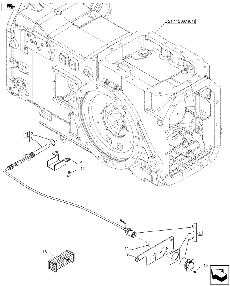 Схема запчастей Case IH FARMALL 105U - (21.118.AJ[03]) - VAR - 744982 - TRANSMISSION AND ENGINE BLOCK HEATER 240V (21) - TRANSMISSION