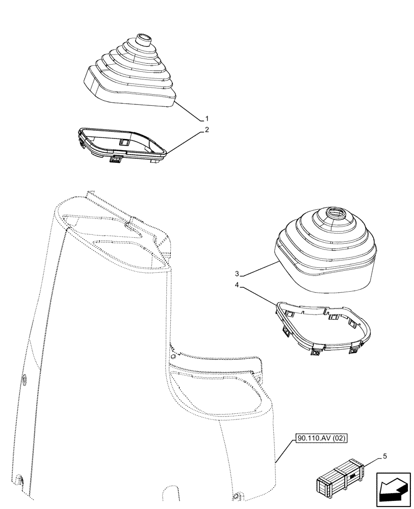 Схема запчастей Case IH FARMALL 110C - (90.110.AV[05]) - VAR - 743551 - GEARSHIFT, BELLOWS, W/ FRONT LOADER, W/O CAB (90) - PLATFORM, CAB, BODYWORK AND DECALS