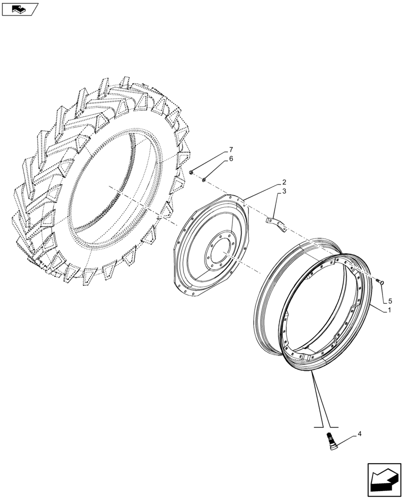 Схема запчастей Case IH FARMALL 105U - (44.520.AB[01]) - VAR - 8369501 - REAR, WHEEL (W11X38) (44) - WHEELS