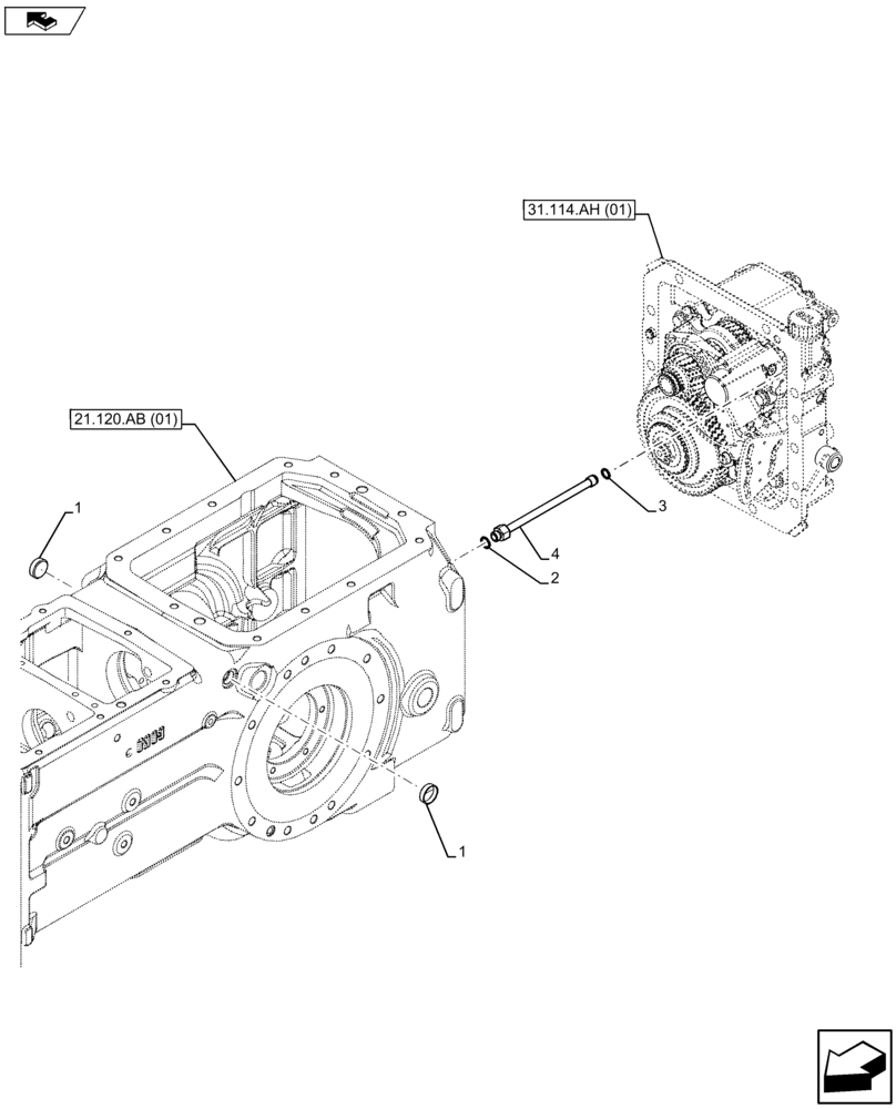 Схема запчастей Case IH FARMALL 105U - (21.148.AC[03]) - VAR - 330801, 331729, 390433, 391727 - PIPE, CENTRAL REDUCTION GEAR (21) - TRANSMISSION