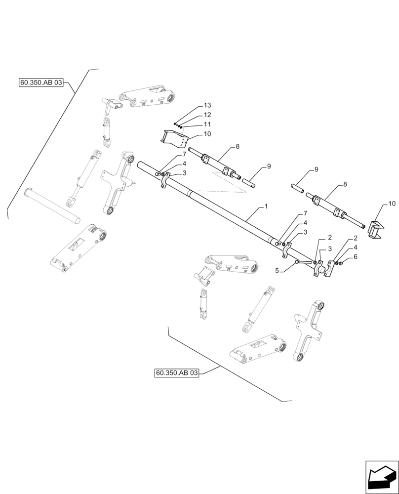 Схема запчастей Case IH A8800 - (60.350.AB[04]) - CROP DIVIDER, LINK (60) - PRODUCT FEEDING