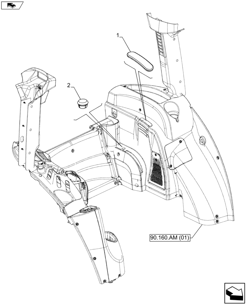 Схема запчастей Case IH FARMALL 115U - (90.160.BL[11]) - VAR - 330801, 331729, 390433, 391727 - CAB INTERIOR TRIM, PTO, PLUGS (90) - PLATFORM, CAB, BODYWORK AND DECALS