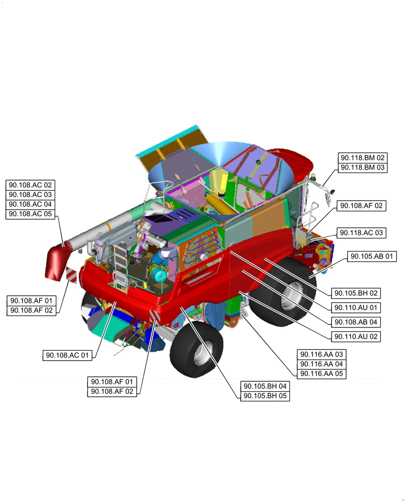 Схема запчастей Case IH 9240 - (00.000.90[03]) - PICTORIAL INDEX - PLATFORM, CAB, BODYWORK AND DECALS (00) - GENERAL & PICTORIAL INDEX