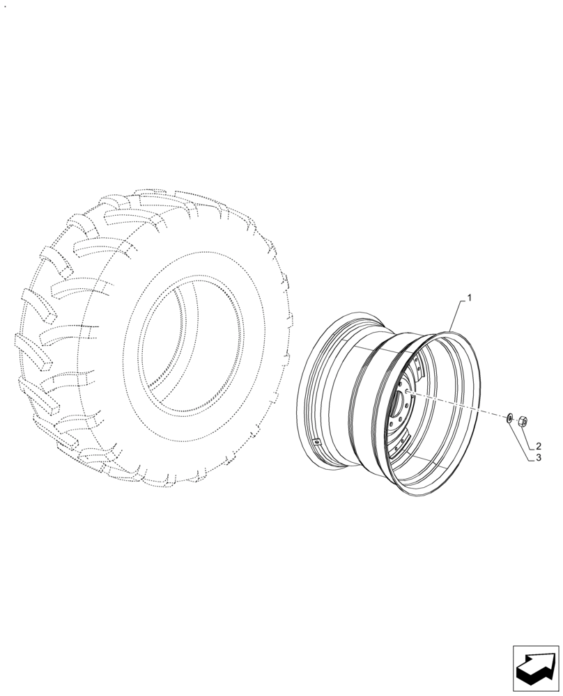 Схема запчастей Case IH FARMALL 120A - (44.520.AB[11]) - VAR - 838020 - REAR, WHEEL (DW20X30) (44) - WHEELS