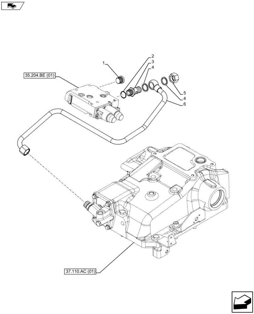 Схема запчастей Case IH FARMALL 105U - (35.100.AR[01]) - VAR - 331844, 332844 - ELECTRONIC LIFT, REAR, DELIVERY PIPE (35) - HYDRAULIC SYSTEMS