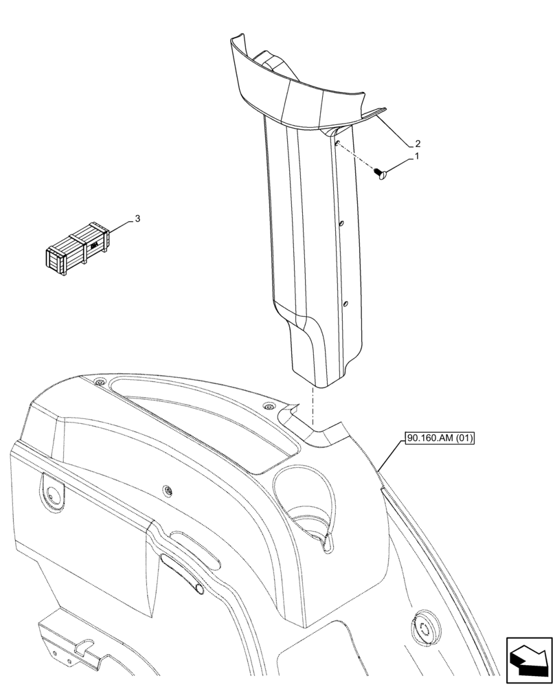 Схема запчастей Case IH FARMALL 120C - (90.160.BI[01]) - VAR - 336125, 338125, 336780, 390124 - CAB, TRIM, PILLAR, LH (90) - PLATFORM, CAB, BODYWORK AND DECALS