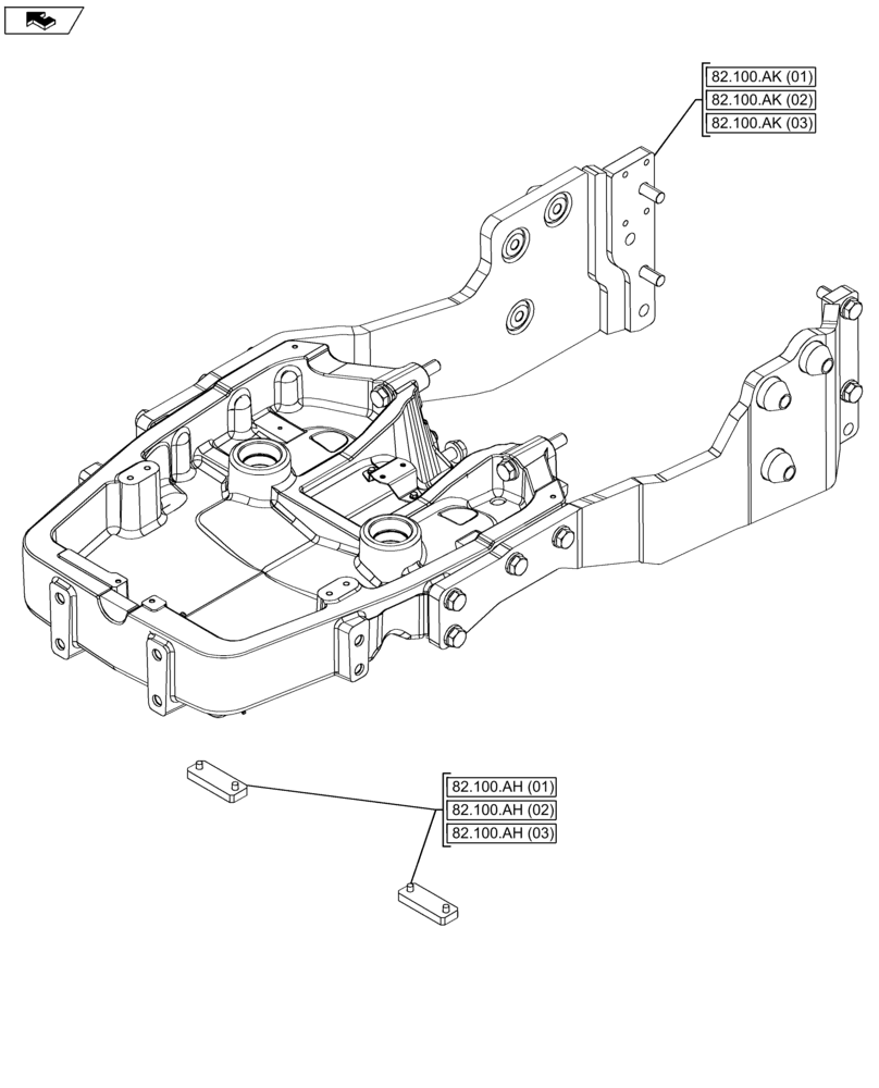 Схема запчастей Case IH FARMALL 115U - (82.000.00) - SECTION INDEX - FRONT LOADER AND BUCKET (82) - FRONT LOADER & BUCKET