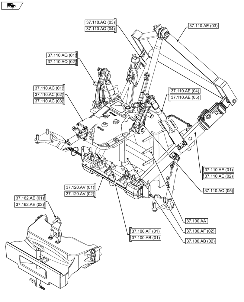 Схема запчастей Case IH FARMALL 115U - (37.000.00) - SECTION INDEX - HITCHES, DRAWBARS AND IMPLEMENT COUPLINGS (37) - HITCHES, DRAWBARS & IMPLEMENT COUPLINGS