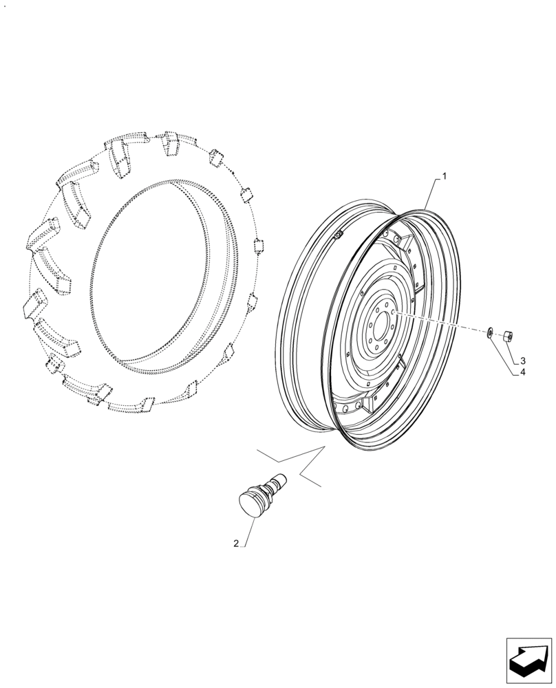 Схема запчастей Case IH FARMALL 120A - (44.520.AB[10]) - VAR - 838010 - REAR, WHEEL (W10X42) (44) - WHEELS