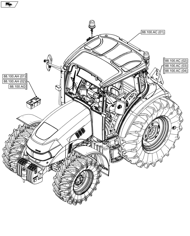 Схема запчастей Case IH FARMALL 115U - (88.000.00) - SECTION INDEX - ACCESSORIES (88) - ACCESSORIES