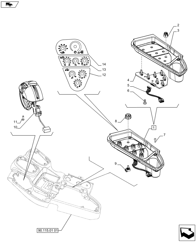 Схема запчастей Case IH PUMA 200 - (55.512.0703[01]) - ARMREST CONTROL UNIT - CONTROL (VAR. 743921, 728484) (55) - ELECTRICAL SYSTEMS