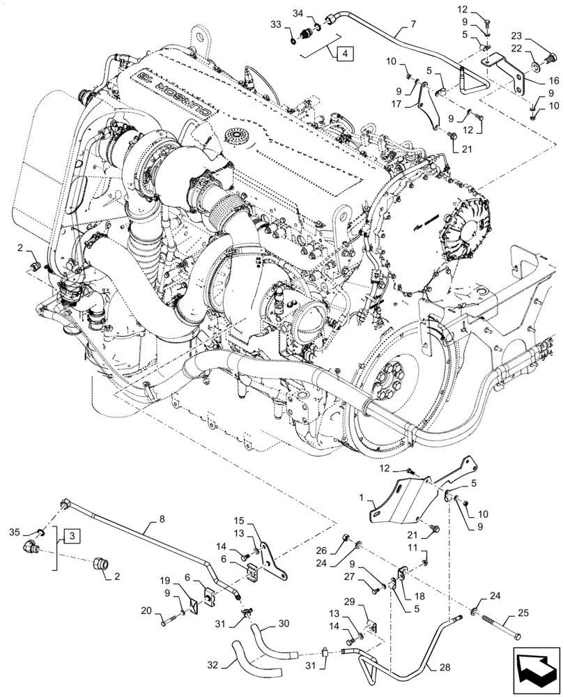 Схема запчастей Case IH QUADTRAC 580 - (10.500.AD[05]) - DEF/ADBLUE™ TANK, HEATER LINES, 540, 580, 620 (10) - ENGINE