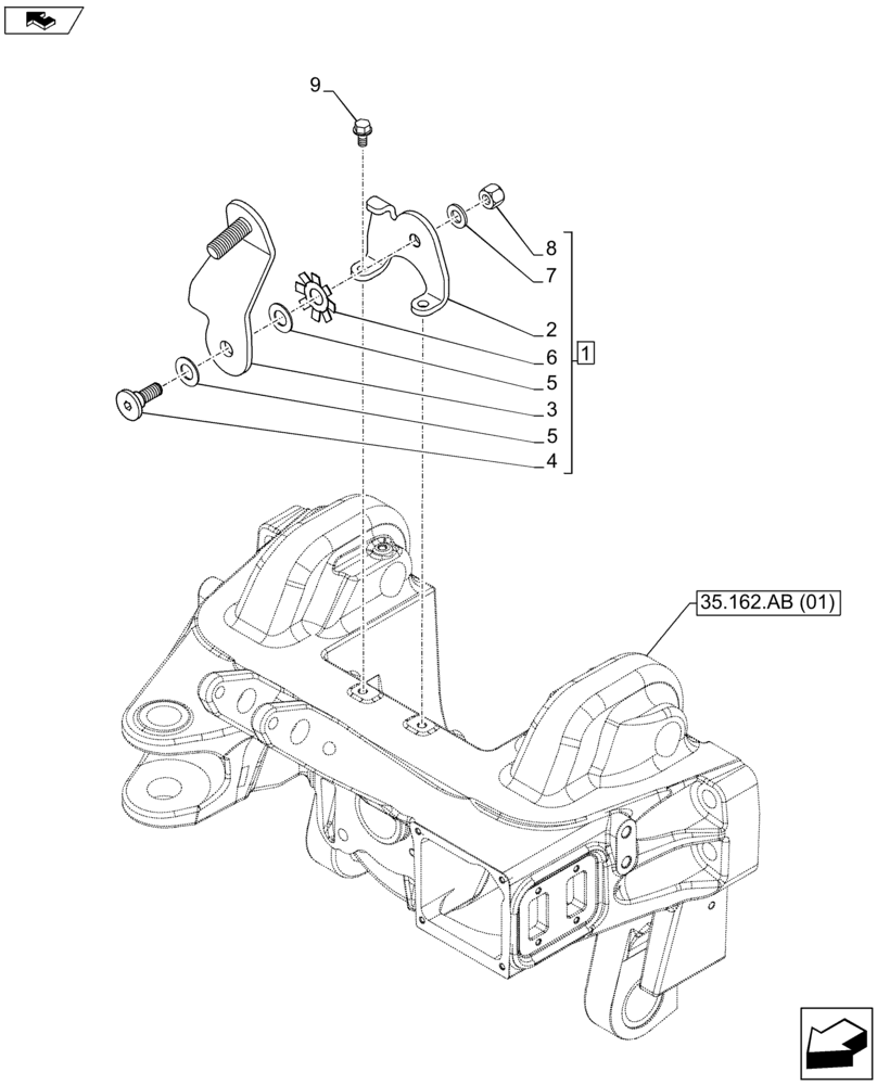 Схема запчастей Case IH FARMALL 105U - (37.162.AE[01]) - VAR - 331789, 390789 - FRONT LOADER, BRACKET (37) - HITCHES, DRAWBARS & IMPLEMENT COUPLINGS