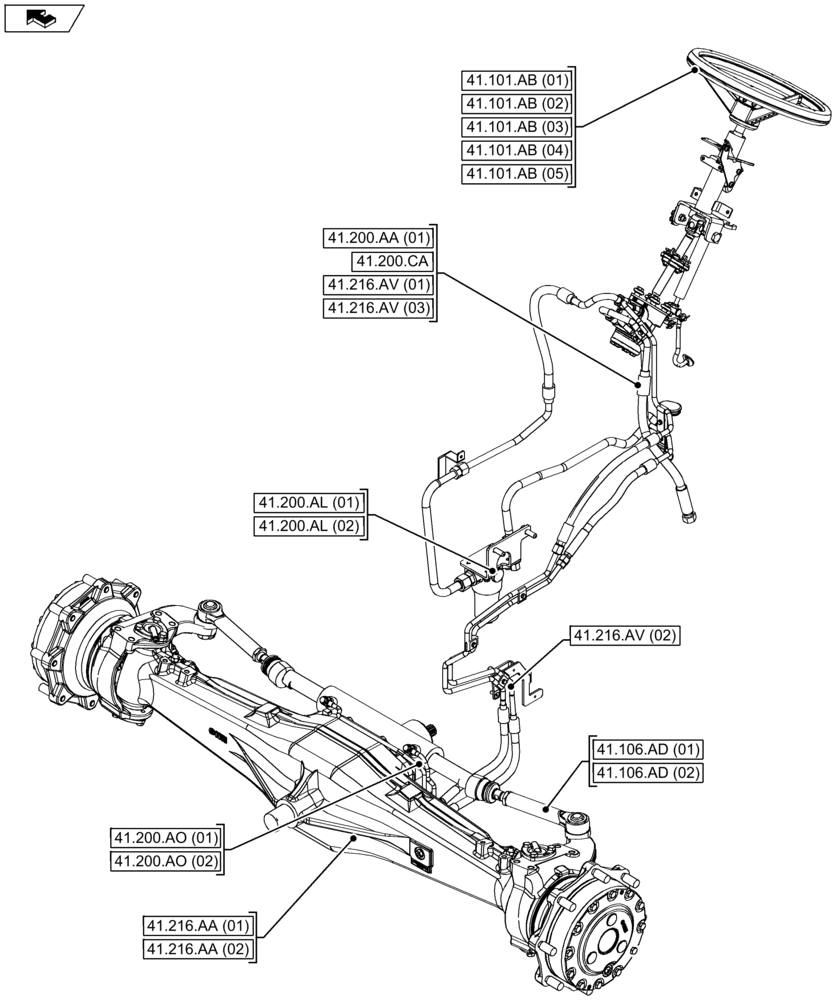 Схема запчастей Case IH FARMALL 115U - (41.000.00) - SECTION INDEX - STEERING (41) - STEERING