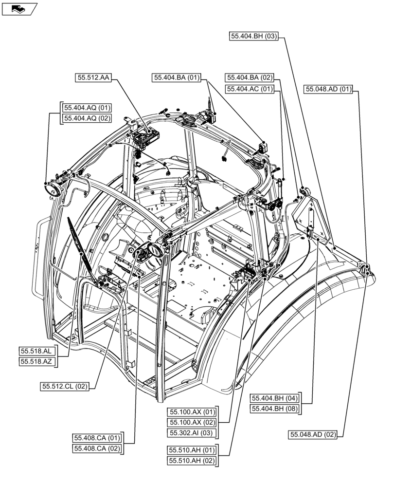 Схема запчастей Case IH FARMALL 115U - (55.000.00[03]) - SECTION INDEX - ELECTRICAL SYSTEMS (55) - ELECTRICAL SYSTEMS