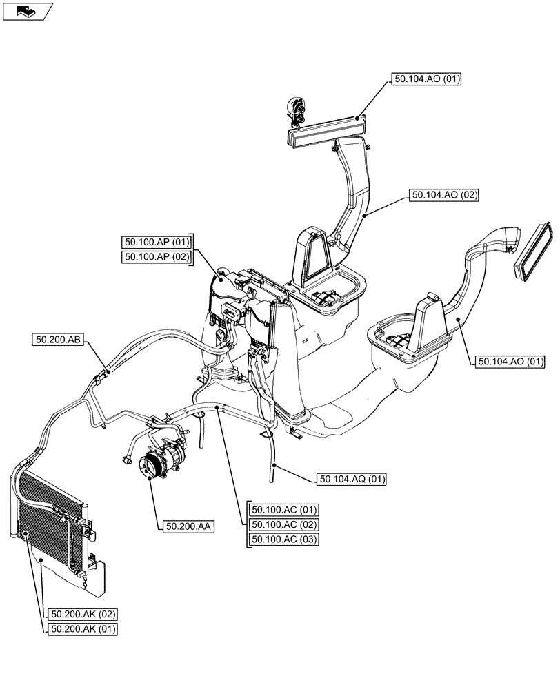 Схема запчастей Case IH FARMALL 115U - (50.000.00) - SECTION INDEX - CAB CLIMATE CONTROL (50) - CAB CLIMATE CONTROL