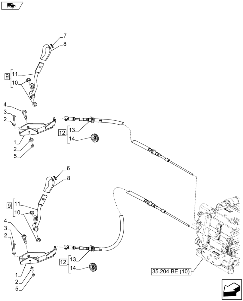 Схема запчастей Case IH FARMALL 105U - (35.204.BL[05]) - VAR - 390782 - REMOTE CONTROL VALVE, CONTROL LEVER (35) - HYDRAULIC SYSTEMS