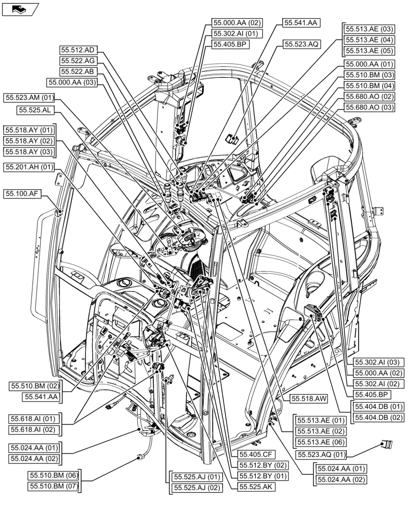 Схема запчастей Case IH FARMALL 115U - (55.000.00[04]) - SECTION INDEX - ELECTRICAL SYSTEMS (55) - ELECTRICAL SYSTEMS