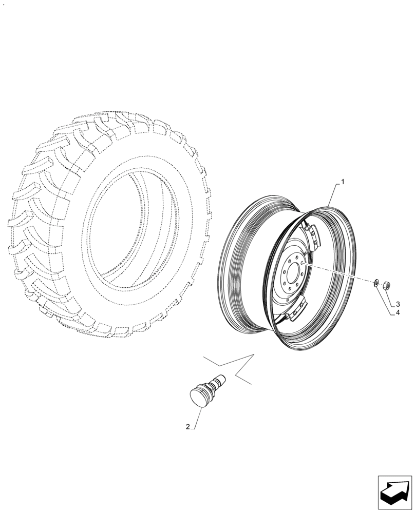 Схема запчастей Case IH FARMALL 110A - (44.520.AB[08]) - VAR - 836560, 836544, 834061 - REAR, WHEEL (DW15LX34) (44) - WHEELS