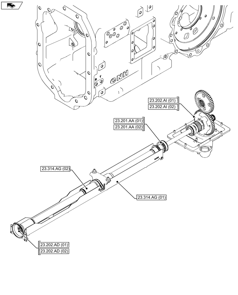 Схема запчастей Case IH FARMALL 115U - (23.000.00) - SECTION INDEX - FOUR WHEEL DRIVE SYSTEM (4WD) (23) - FOUR WHEEL DRIVE SYSTEM