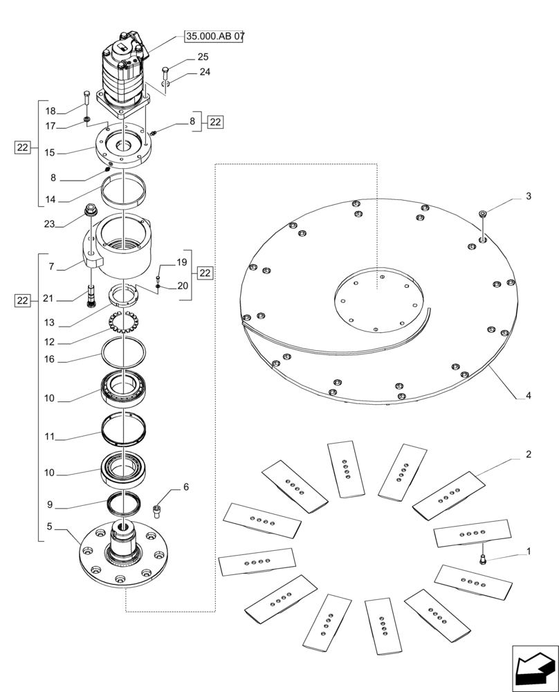 Схема запчастей Case IH A8800 - (60.370.AA[03]) - BASECUTTER - MY2015 (60) - PRODUCT FEEDING