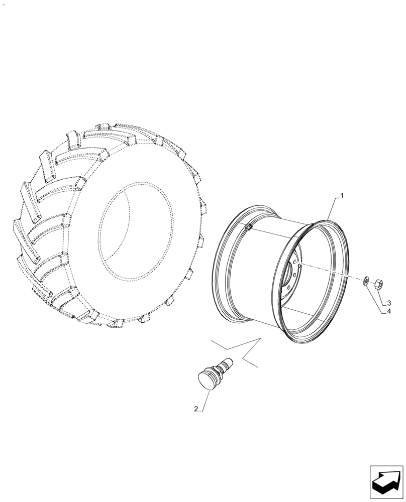 Схема запчастей Case IH FARMALL 120A - (44.520.AB[15]) - VAR - 839150 - REAR, WHEEL (W16LX24) (44) - WHEELS