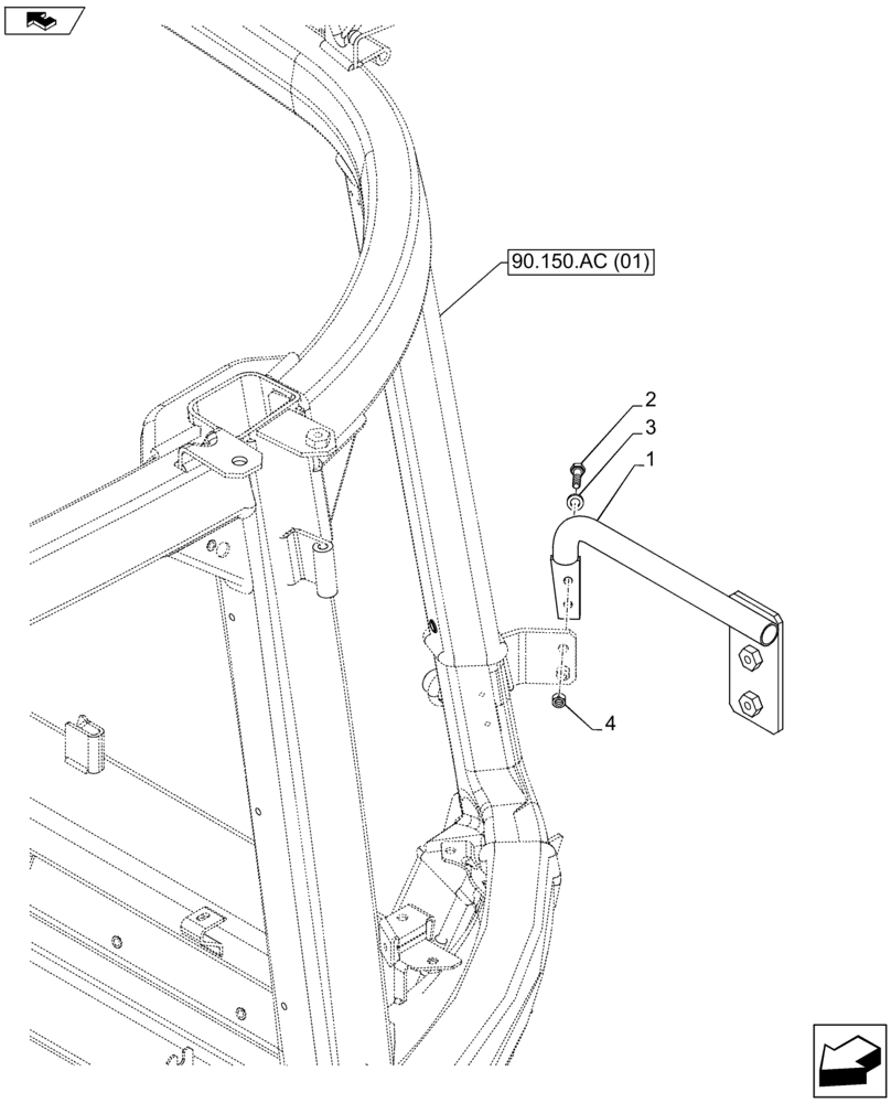 Схема запчастей Case IH FARMALL 105U - (88.100.AC[02]) - VAR - 390883 - LICENSE PLATE LAMP & SUPPORT, FENDER-MOUNTED, LH, NA (88) - ACCESSORIES