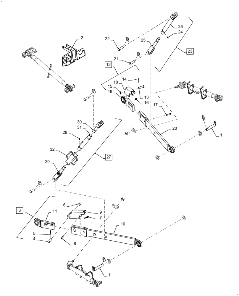 Схема запчастей Case IH FARMALL 50A - (37.120.AX[01]) - VAR - 337558 - THREE POINT HITCH WITH FLEX LINK ENDS, ARM LINK AND LIFTING ROD ASSY (37) - HITCHES, DRAWBARS & IMPLEMENT COUPLINGS