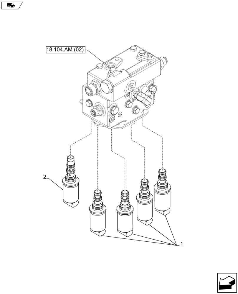 Схема запчастей Case IH FARMALL 115U - (55.015.AI[02]) - VAR - 334114, 334115, 334117 - PTO, SOLENOID VALVE (55) - ELECTRICAL SYSTEMS