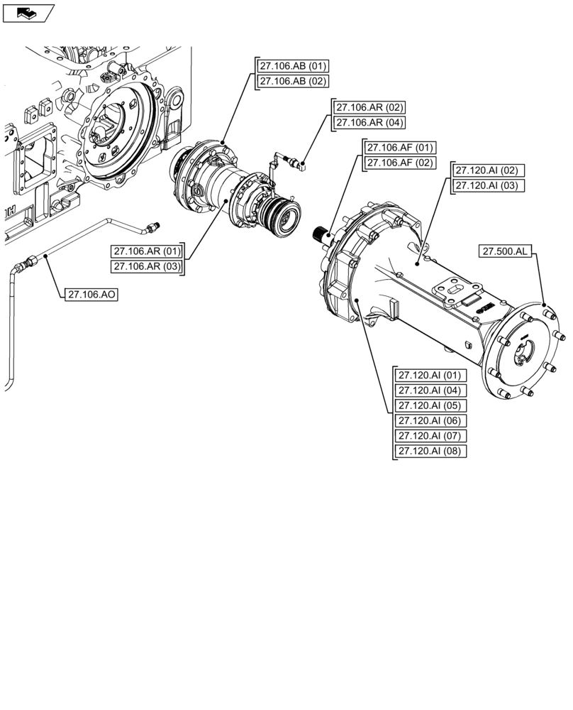 Схема запчастей Case IH FARMALL 115U - (00.000.27) - PICTORIAL INDEX - REAR AXLE SYSTEM (00) - GENERAL & PICTORIAL INDEX