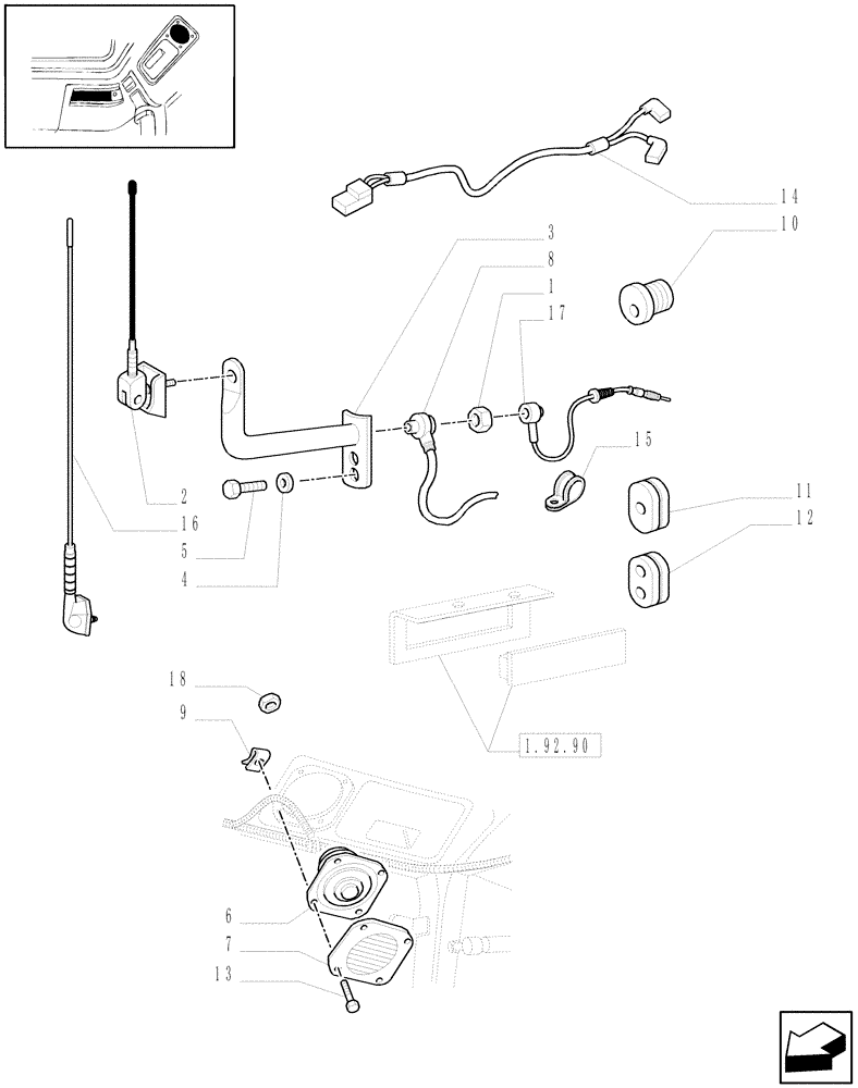 Схема запчастей Case IH JX1095C - (1.92.761) - (VAR.669-777) ANTENNA & LOUDSPEAKERS (10) - OPERATORS PLATFORM/CAB