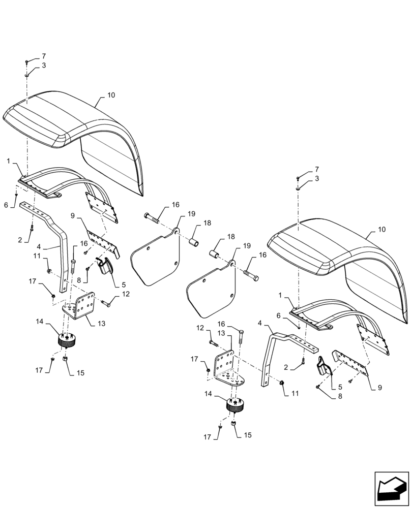 Схема запчастей Case IH MAGNUM 3154 - (90.116.AC[07]) - FRONT FENDERS & FENDER MOUNTING PARTS - WIDE, CLASS 4.75 AND CLASS 5 (90) - PLATFORM, CAB, BODYWORK AND DECALS