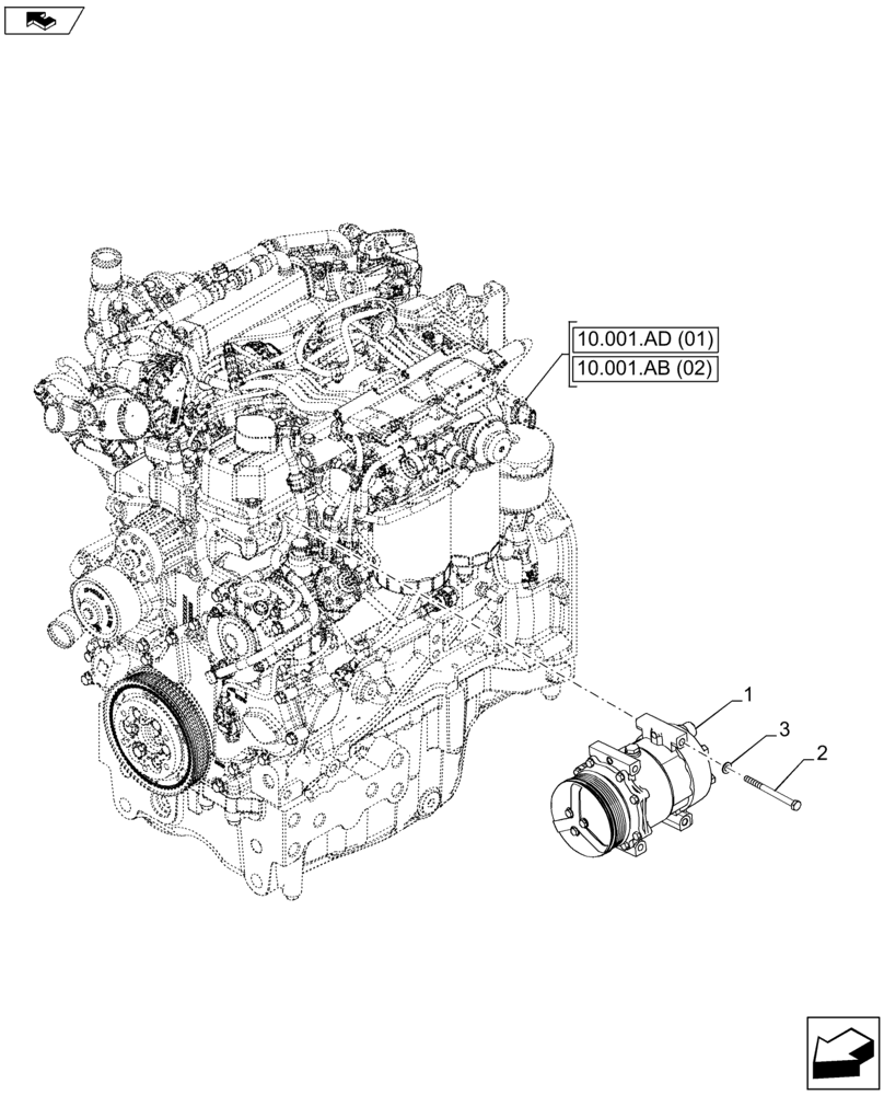 Схема запчастей Case IH FARMALL 105U - (50.200.AA) - VAR - 744716 - AIR CONDITIONING, COMPRESSOR (50) - CAB CLIMATE CONTROL