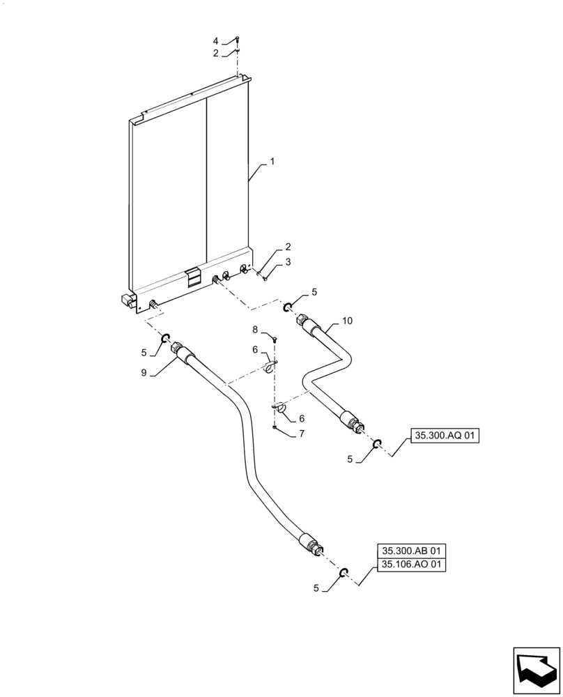 Схема запчастей Case IH TITAN 3040 - (35.300.AB[02]) - HYDRAULIC OIL COOLER ASSY. (35) - HYDRAULIC SYSTEMS