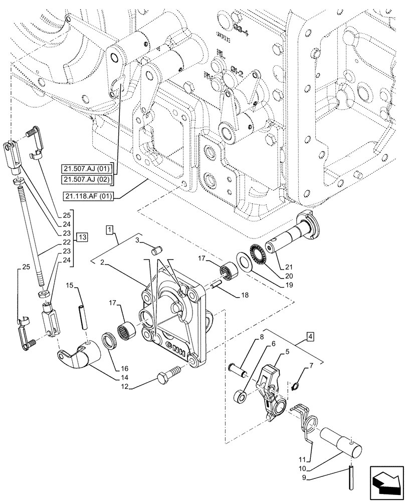 Схема запчастей Case IH FARMALL 110C - (33.110.AP[01]) - VAR - 743551 - PARKING BRAKE, CONTROL LEVER - END YR 30-APR-2015 (33) - BRAKES & CONTROLS