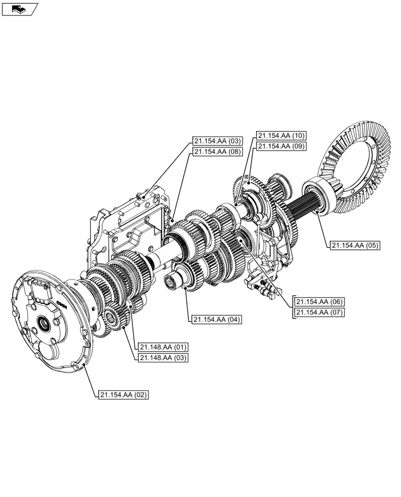 Схема запчастей Case IH FARMALL 105U - (21.000.00[01]) - SECTION INDEX - TRANSMISSION (21) - TRANSMISSION
