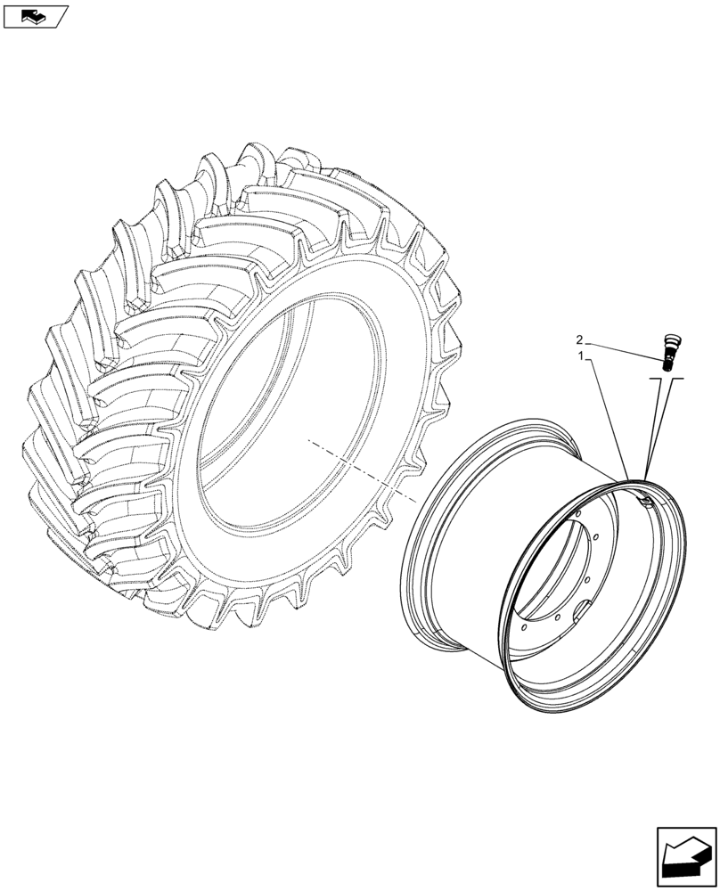 Схема запчастей Case IH FARMALL 105U - (44.511.AE[09]) - VAR - 8870301 - FRONT, WHEEL (W14X24) (44) - WHEELS