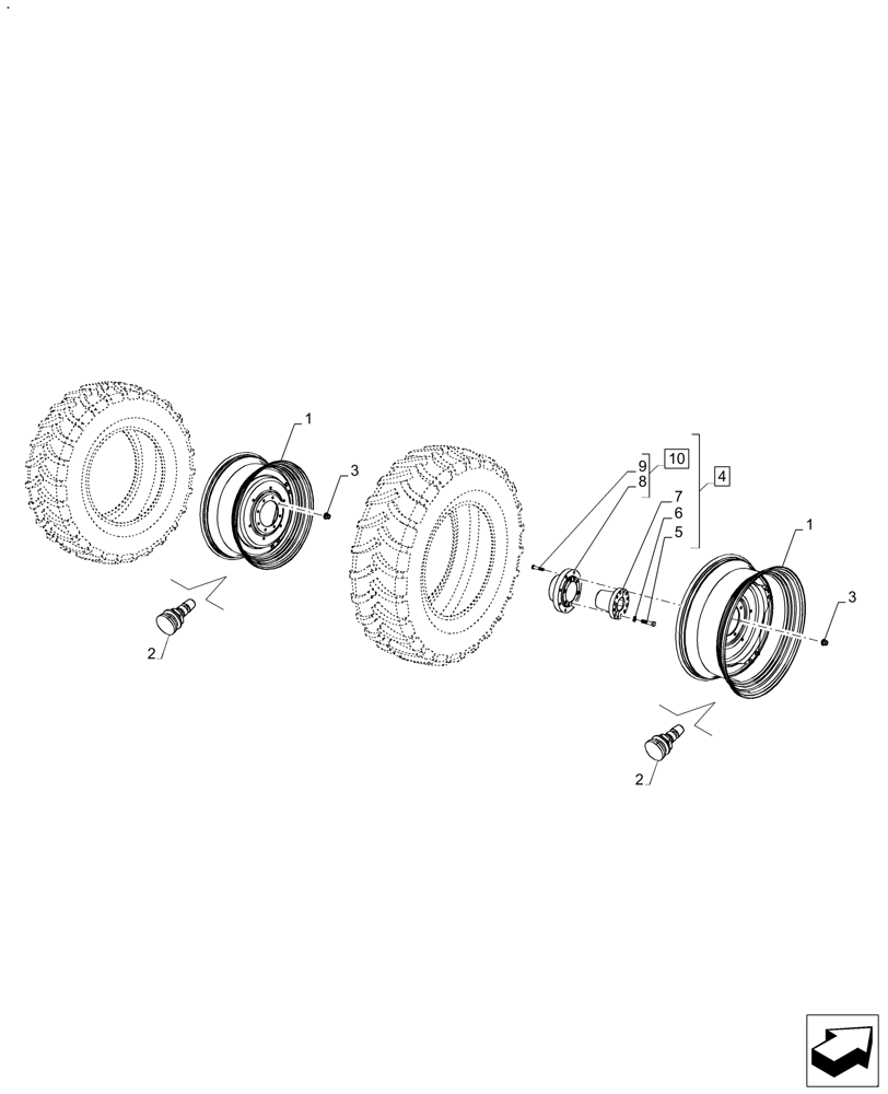 Схема запчастей Case IH FARMALL 120A - (44.520.AB[16]) - VAR - 848070 - REAR, WHEEL (DW15LX34) (44) - WHEELS