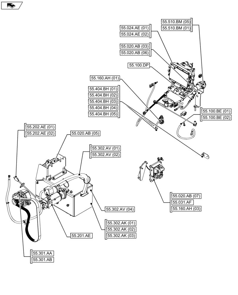 Схема запчастей Case IH FARMALL 115U - (55.000.00[02]) - SECTION INDEX - ELECTRICAL SYSTEMS (55) - ELECTRICAL SYSTEMS