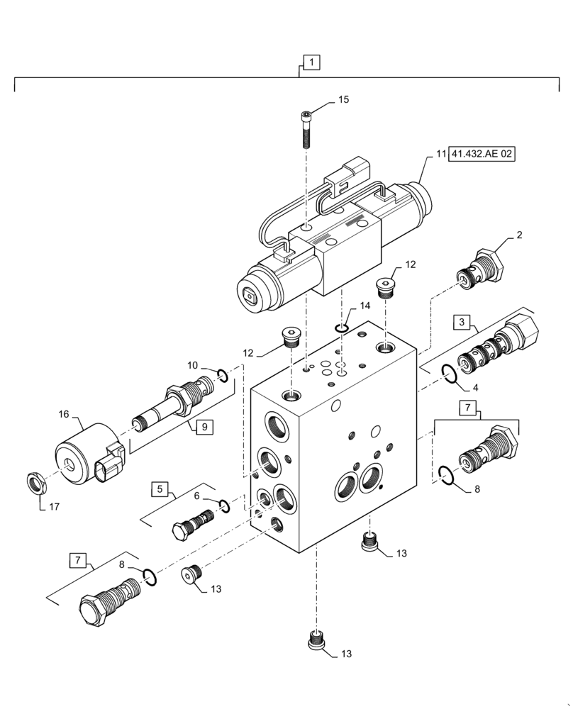 Схема запчастей Case IH TITAN 4540 - (41.432.AE[01]) - AUTOGUIDANCE VALVE (41) - STEERING