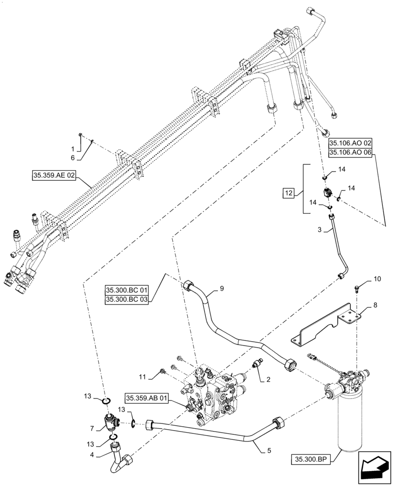 Схема запчастей Case IH 7240 - (35.359.AE[01]) - HYDRAULIC SYSTEM, MAIN DISTRIBUTOR (35) - HYDRAULIC SYSTEMS