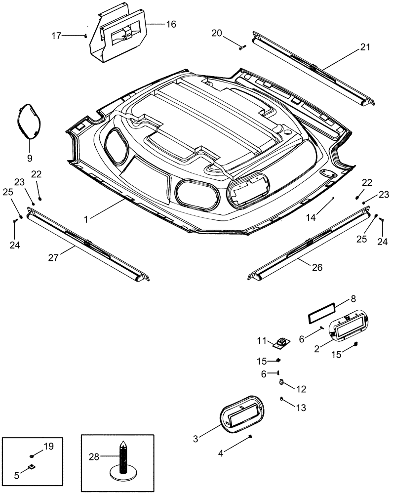 Схема запчастей Case IH MAGNUM 255 - (09-21) - CAB - HEADLINER, STANDARD TRIM (09) - CHASSIS/ATTACHMENTS