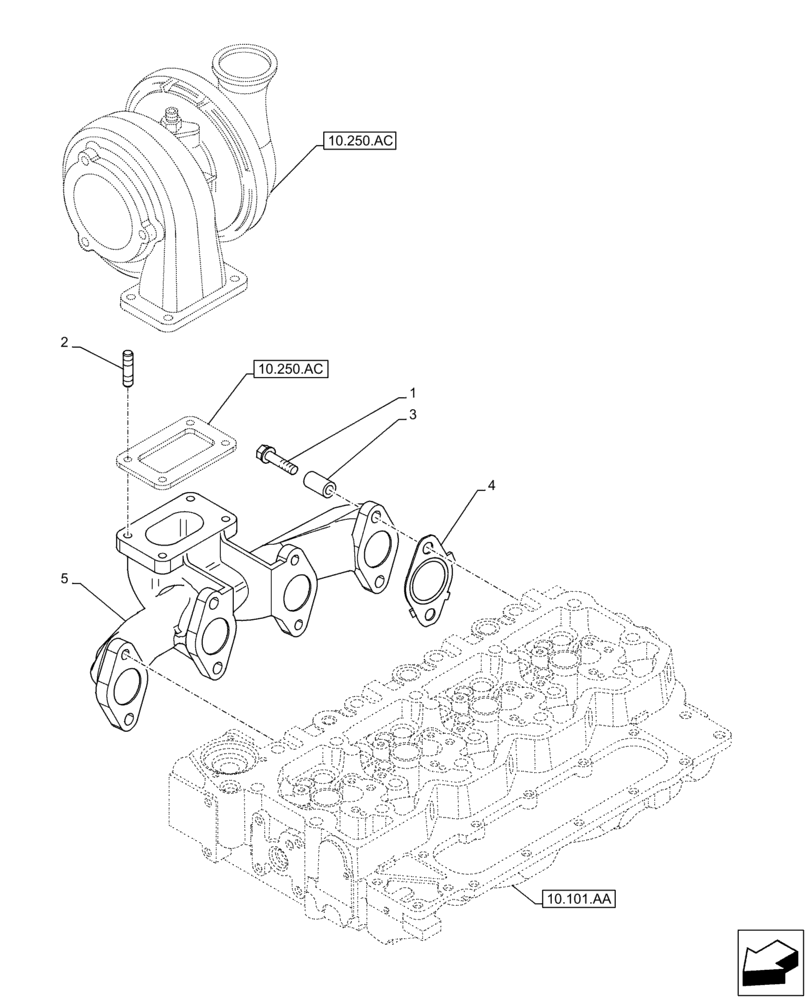 Схема запчастей Case IH F4DFE4133 B007 - (10.254.AC) - EXHAUST MANIFOLD (10) - ENGINE