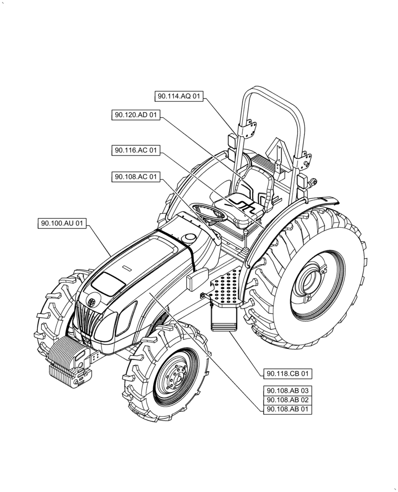 Схема запчастей Case IH FARMALL 60A - (90.000.00[01]) - SECTION INDEX - PLATFORM, CAB, BODYWORK & DECALS (90) - PLATFORM, CAB, BODYWORK AND DECALS