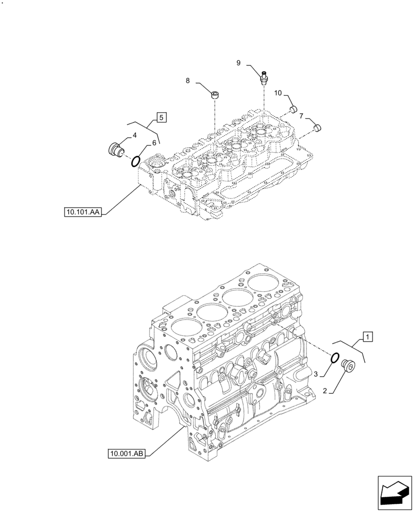 Схема запчастей Case IH F4DFE4131 B007 - (10.400.AE) - COOLANT HEATING LINES (10) - ENGINE