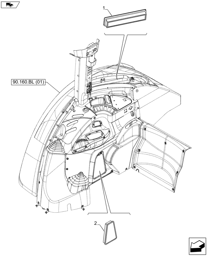 Схема запчастей Case IH FARMALL 105U - (50.104.AQ[01]) - VAR - 744716 - HEATER SYSTEM, AIR FILTER (50) - CAB CLIMATE CONTROL