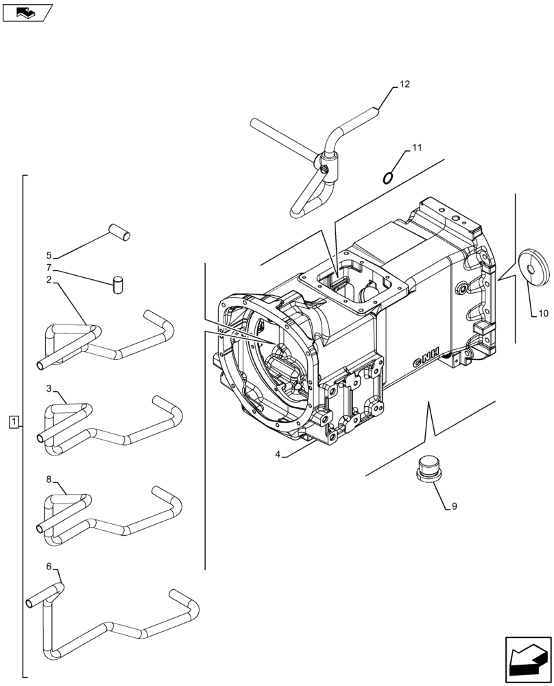 Схема запчастей Case IH FARMALL 105U - (21.112.AC[05]) - VAR - 334115, 334117 - TRANSMISSION HOUSING (16X16) (21) - TRANSMISSION