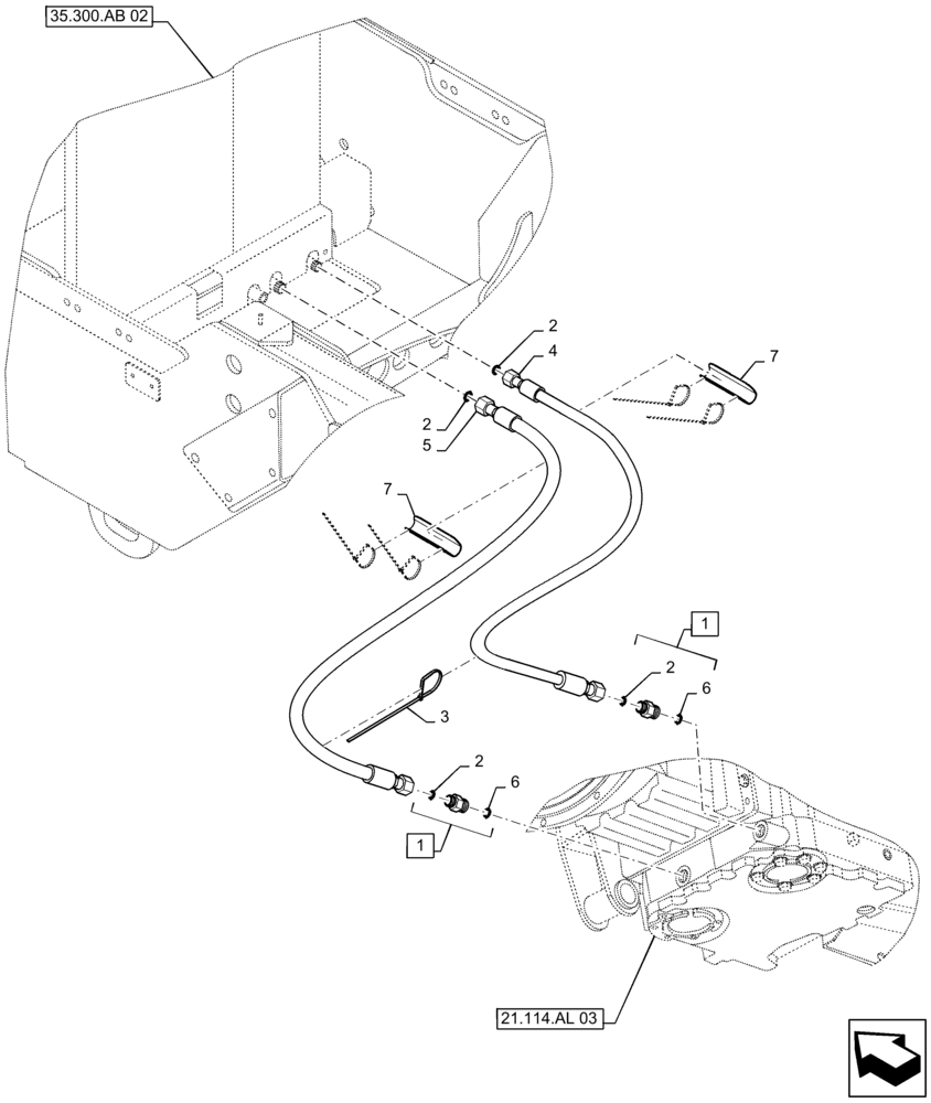 Схема запчастей Case IH TITAN 4540 - (21.100.AD[01]) - COOLER LINES, TRANSMISSION (21) - TRANSMISSION