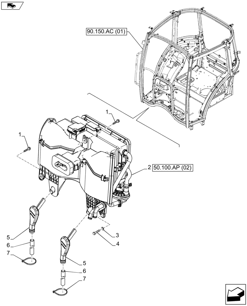 Схема запчастей Case IH FARMALL 105U - (50.100.AP[01]) - VAR - 744716 - AIR CONDITIONER (50) - CAB CLIMATE CONTROL